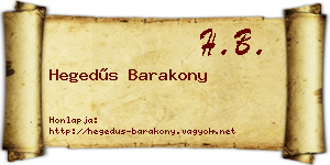 Hegedűs Barakony névjegykártya